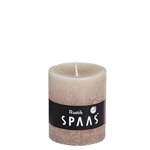 Spaas 8 Rustikale Stumpenkerzen ohne Duft, Paraffinwachs Beige, D 68 mm x H 80 mm von Spaas