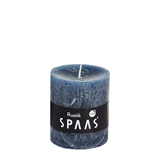 Spaas 8 Rustikale Stumpenkerzen ohne Duft, Paraffinwachs Petrolblau, D 68 mm x H 80 mm von Spaas