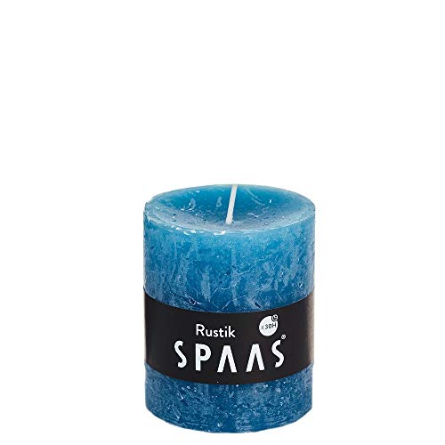 Spaas 8 Rustikale Stumpenkerzen ohne Duft, Paraffinwachs Türkis, D 68 mm x H 80 mm von Spaas