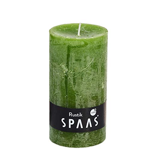 Spaas 8 Rustikale Stumpenkerzen ohne Duft, Paraffinwachs olivgrün, D 70 mm x H 130 mm von Spaas