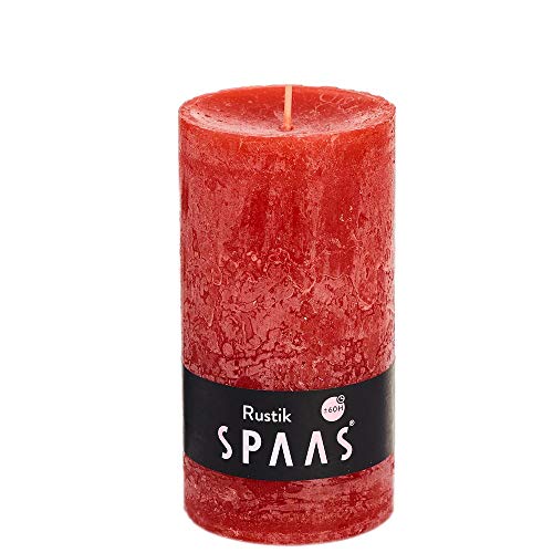 Spaas 8 Rustikale Stumpenkerzen ohne Duft, Paraffinwachs rot, D 70 mm x H 130 mm von Spaas