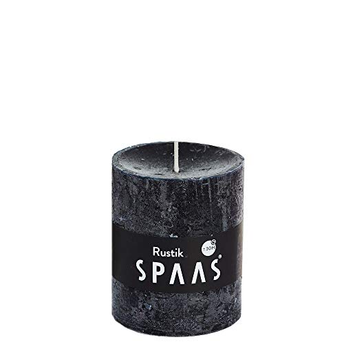 Spaas 8 Rustikale Stumpenkerzen ohne Duft, Paraffinwachs schwarz, D 68 mm x H 80 mm von Spaas