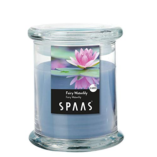 Spaas Duftkerze im Haushalt Pokal, ± 60 Stunden-Fairy Waterlily, Paraffinwachs, Grau-blau, D 91 mm x H 100 mm von Spaas