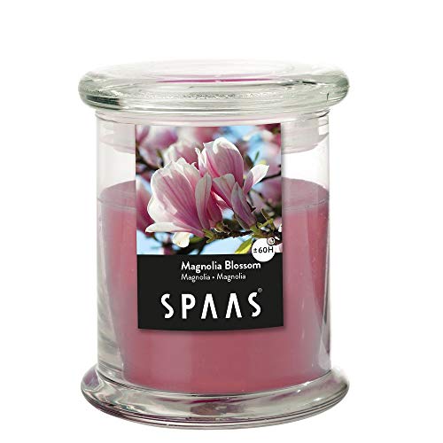 Spaas Duftkerze im Haushalt Pokal, ± 60 Stunden-Magnolia Blossom, Paraffinwachs, Zartrosa, D 91 mm x H 100 mm von Spaas