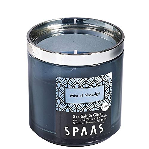 Spaas Duftkerze im Modulglas, ± 30 Stunden-Mist of Nostalgia, Paraffinwachs, Meeresblau, D x H 76 mm von Spaas