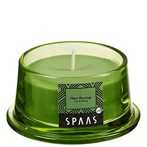 Spaas Duftkerze im tiefem Glas, ± 15 Stunden-Heart Warmings, Paraffinwachs, Frühlingsgrün, D 92 mm x H 48 mm von Spaas