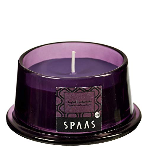 Spaas Duftkerze im tiefem Glas, ± 15 Stunden-Joyful Excitement, Paraffinwachs, Aubergine, D 92 mm x H 48 mm von Spaas