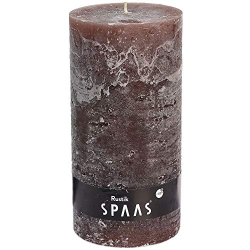 Spaas Rustic Unscented Pillar Candle Hours-Taupe Rustikale Stumpenkerze 100/200 mm, ± 120 Stunden, ohne Duft, Paraffinwachs, D 100 mm x H 200 mm von Spaas