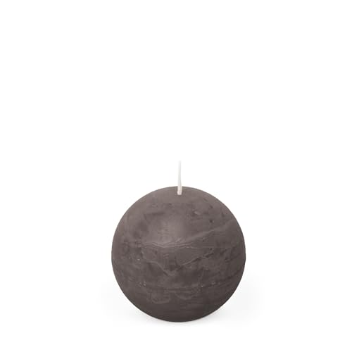 Spaas Rustic Unscented Ball Candles Hours-Taupe 6 Rustikale geruchlose Kugelkerzen, 80 mm, ± 24 Stunden, Paraffinwachs, D x H, Dark Grey von Spaas