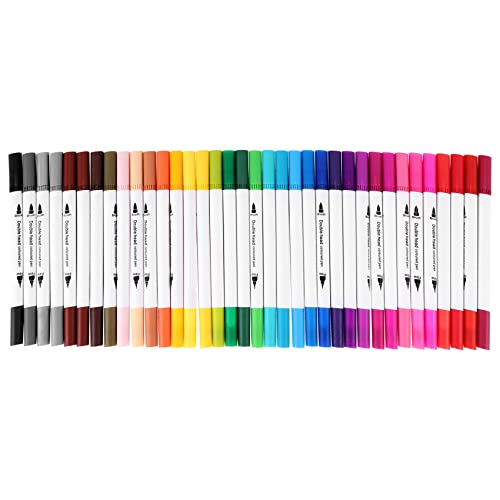 Spacesea 36 Farben Dual Brush Pen Set, Doppelfasermaler Filzstifte, Aquarellstifte Fineliner Spitze, Marker Stifte, Tinte auf Wasserbasis Doppelfilzstifte, Fineliner 0,4mm von Spacesea