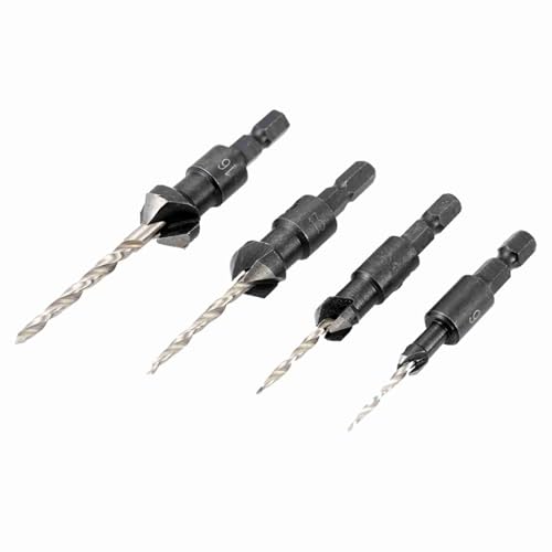 4pcs Mini -Hex -Schraubenschlüssel -Bohrmaschine Bit Set 1/4in Sechskant Shank Verstellbares Holzbearbeitungsbohrer Tapered Drill Bit von Spacnana