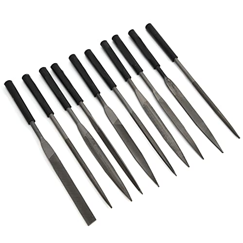 Nadelfeilen-Set, Feilen aus Beschichtetem Kohlenstoffstahl mit Rutschfestem Griff Zum Metallformen, Gravieren und Polieren (5 * 180mm) von Spacnana