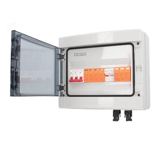 PV Combiner Box, IP65 Wasserdichte PV Solar -Kombinierkombinationsbox mit Aarrester und Leistungsschalter 15a Einfach zu Installieren, Sonnenkollektoren (DC1000V) von Spacnana