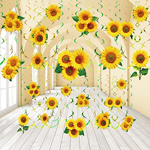 30 Stück Sonnenblumen hängende Wirbel Dekorationen Sonnenblume Party Zubehör Sonne Blumen Party Folie Wirbel Decke Wand Dekor für Sonnenblume Motto Party Baby Shower Geburtstag Party Favor Supplies von Spakon