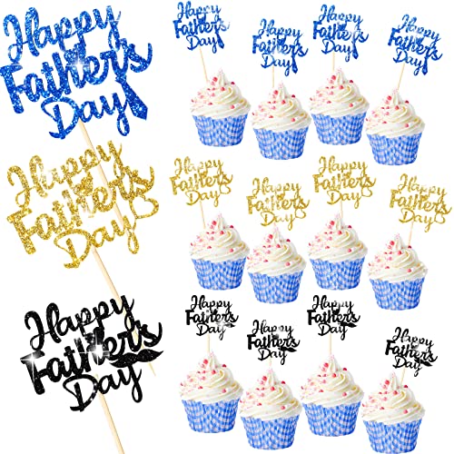 60 Stück Glitzer Cupcake Topper Cupcake Picks Kuchen Dekoration Party Supplies für Party Cupcake Dekorationen (Happy Fathers Day) von Spakon