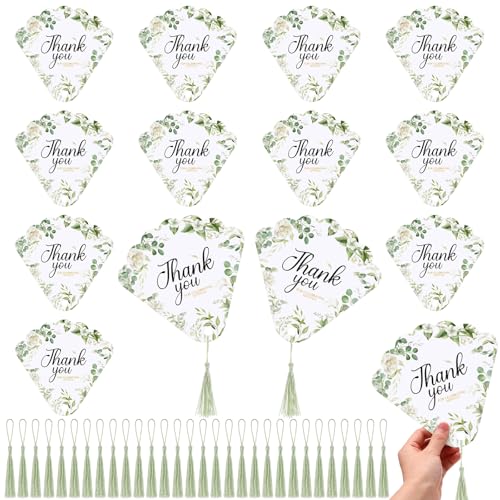 Spakon 100 Stück Hochzeitspapierfächer mit seidigen Quasten, Hochzeits-Handfächer für Programmzeremonie, zusammengebaute Papierfächer, bedruckt, Hochzeitsfächer, Großpackung für Hochzeit, Geburtstag, von Spakon