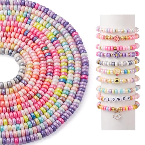 Sparkeads 1110 Stück Disc-Polymer-Ton-Perlen, 6 mm, flach, rund, Heishi-Perlen, gemischte Farben, Abstandshalter, Perlen für DIY, Handwerk, Schmuckherstellung, Ohrringe, Damen, Valentinstag, Armband, von Sparkeads