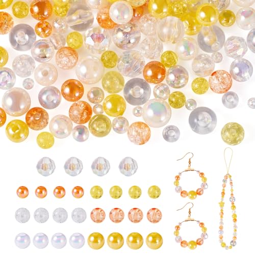 Sparkeads 140 Stück goldene Acrylperlen, 8–10 mm, rund, polygonal, transparent, undurchsichtig, Kunststoffperlen, Abstandshalter für Halskette, Schmuck, Erntedankfest, Armband, Ohrringe, DIY, Damen, von Sparkeads