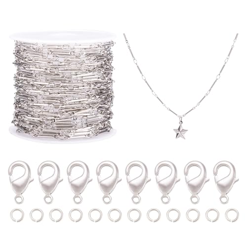 Sparkeads 4,5 m lange Gliederketten aus platiniertem Messing, Schmuckketten mit Karabinerverschlüssen, Biegeringe für Bastelarbeiten, Halsketten, Armbänder, DIY, Damen, Choker, Ohrringe, Zubehör, 4,5 von Sparkeads