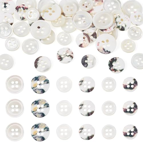 Sparkeads 45 Stück weiße natürliche Muschelknöpfe, 4 Löcher, flache runde Muschelknöpfe, Nähknöpfe für Stoff, Mäntel, Jacken, Jeans, Röcke, Bastelarbeiten, Dekorationen Sparkeads 45 Stück weiße natürliche Muschelknöpfe, 4 Löcher, flache runde Muschelknöpfe, Nähknöpfe für Stoff, Mäntel, Jacken, Jeans, Röcke, Bastelarbeiten, Dekorationen von Sparkeads