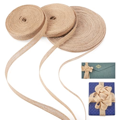 Sparkeads 5 Rollen Jutebänder, hellbraunes Jute-Leinenband, Stoff-Bänder für Blumenstrauß, Schleife, Geschenkverpackung, Kranz, DIY, Weihnachtsbaumdekoration, 60 m von Sparkeads