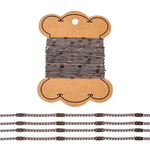 Sparkeads 5 m lange Messingkette, Schmuckkette, Halskette, gelötete Kette für Schmuckherstellung, Basteln, Taschen, Geldbörsenzubehör, Geschützmetall-Gliederarmbänder für Damen, 2 x 1,5 x 0,3 mm von Sparkeads