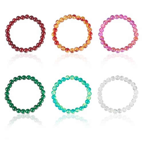 Sparkeads 6 Stück 5,1 cm runde Glasperlen böhmische stapelbare Perlen Stretch-Armbänder Sets Perlenarmbänder Boho-Armbänder Perlenarmband Enewton Armbänder für Frauen Schmuckherstellung Zubehör von Sparkeads