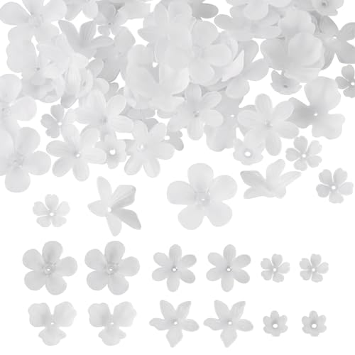 Sparkeads 60 Stück transparente Blumen-Perlenkappen in verschiedenen Größen, mattierte Blumen-Perlenkappen, Pflanzen-Acryl-Abstandshalter, Perlenkappen für Halskette, Schmuck, Armband, Ohrringe, von Sparkeads