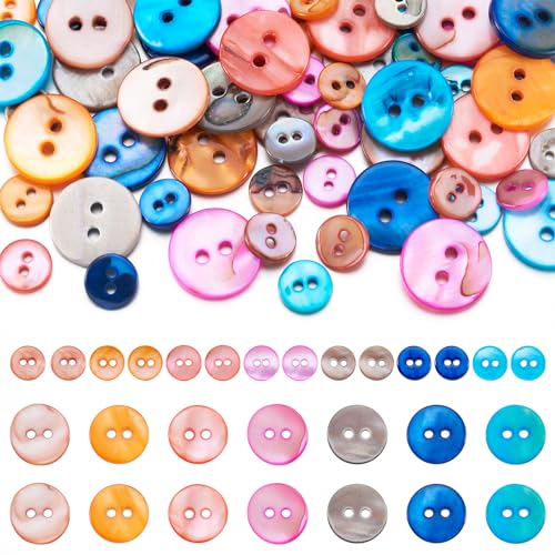 Sparkeads 70 Stück Muschelknöpfe, natürliche Süßwasser-Muschelknöpfe, bunt, 9 mm, 15 mm, zum Nähen, Basteln, für Pullover, Hemden, Kleidung, Anzug, Zubehör, Schmuck, DIY, Handwerk, Dekoration von Sparkeads