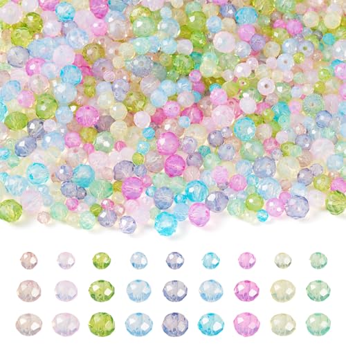 Sparkeads 990 Stück runde facettierte Perlen für die Schmuckherstellung, Kristall-Gumball-Glasperlen, 4/6/8 mm, lose Abstandshalter-Perlen für Armband, Damen, DIY-Ohrringe, Halsketten, Basteln, von Sparkeads