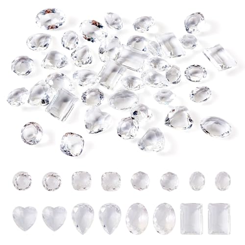 Sparkeads Glas-Cabochons aus klarem Glas, Strass-Cabochons, facettiert, quadratisch, rechteckig, oval, achteckig, Herz, Diamant-Tropfen-Perlen, Wassertropfen-Cabochons für Schmuckherstellung, von Sparkeads