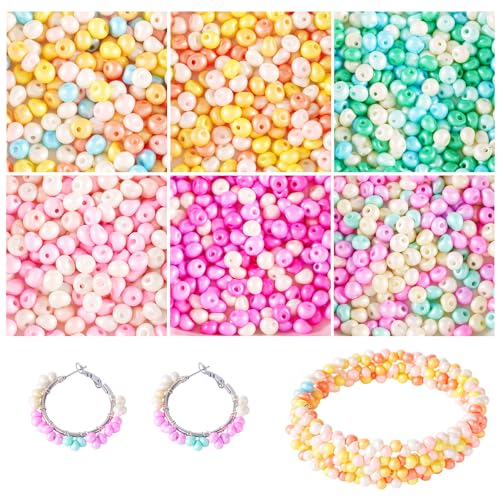 Sparkeads Glasperlen, 1200 Stück, 6/0, 4–5 x 4–4,5 mm, sortierte Farben, undurchsichtige Perlen, lose Abstandshalter, Großpackung für Schmuck, Armband, Damen, DIY, Ohrringe, Halskette, Bastelzubehör, von Sparkeads