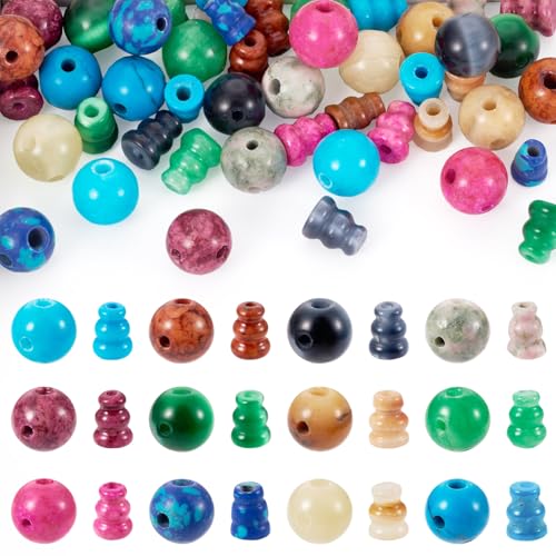 Sparkeads Guru-Perlen mit 3 Löchern, Buddha-Mala-Perlen, bunt, 10 mm, T-gebohrte Perlen für Gebetsschmuck, DIY, Rosenkranz, Halskette, Armband, Zubehör, 12 Sets von Sparkeads