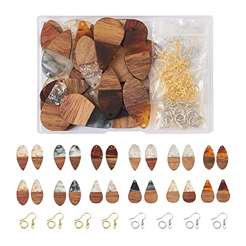 Sparkeads Harz-Holz-Ohrring-Anhänger, baumelnde Holzanhänger, Schmuck-Ohrringherstellungs-Set für Ohrringe, Halsketten, für Frauen und Mädchen, Holz Holz Kunstharz, Ohne Edelstein. von Sparkeads