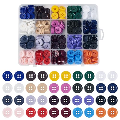 Sparkeads Knöpfe aus Kunstharz, flach, rund, zum Nähen, Nähen, Malen, Handarbeit, Ornament, Puppendekoration, 20 Farben, 15 mm, 320 Stück Sparkeads Knöpfe aus Kunstharz, flach, rund, zum Nähen, Nähen, Malen, Handarbeit, Ornament, Puppendekoration, 20 Farben, 15 mm, 320 Stück von Sparkeads
