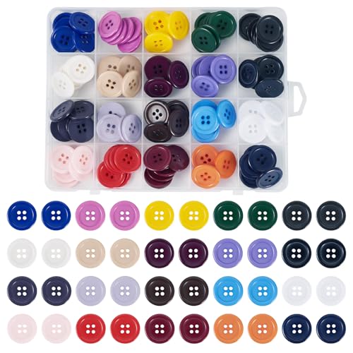 Sparkeads Knöpfe aus Kunstharz, flach, rund, zum Stricken, Nähen, Malen, Handarbeit, Ornament, Puppendekoration, 20 Farben, 4 Löcher, 20 Stück, 120 Stück Sparkeads Knöpfe aus Kunstharz, flach, rund, zum Stricken, Nähen, Malen, Handarbeit, Ornament, Puppendekoration, 20 Farben, 4 Löcher, 20 Stück, 120 Stück von Sparkeads
