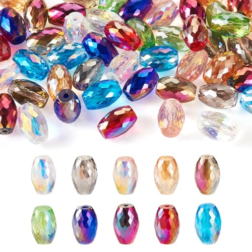 Sparkeads Ovale Glasperlen, AB-Farbe, facettierte Säulenperlen, Röhre, 11 x 8 mm, lose Abstandshalter, Bastelperlen, Großpackung für Schmuck, DIY, Freundschaftsarmband, Damen, Halskette, Ohrringe, von Sparkeads