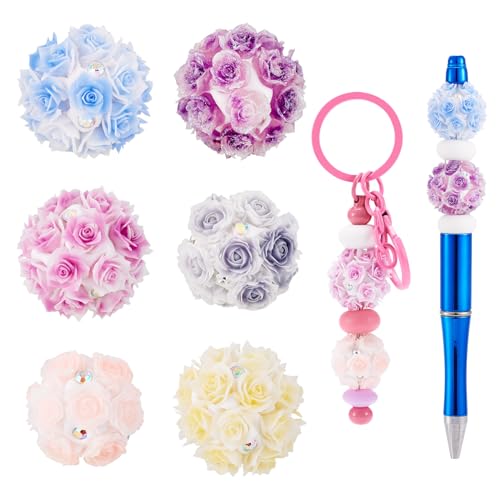 Sparkeads Polymer-Ton-Perlen für Stift, Blumenkugel, bunte Perlen, leuchten im Dunkeln, Blumen-Strass-Perlen, Großpackung für Halskette, Schmuckherstellung, Armband, Ohrringe, Bastelzubehör, 6 Stück von Sparkeads