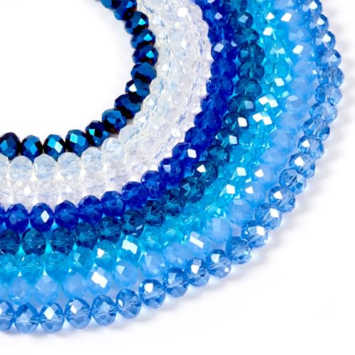 Sparkeads Rondelle Glasperlen, 8 mm, blau, facettiert, Kristall, lose Abstandshalter, Großpackung für Schmuck, Armband, Damen, DIY, Valentinstag, Ohrringe, Halskette, Bastelring, Zubehör, 520 Stück von Sparkeads