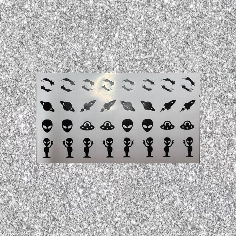 Aliens Im Weltall Ufo Raumschiff Nail Art Sticker Decal von PressOnNailsByJodie