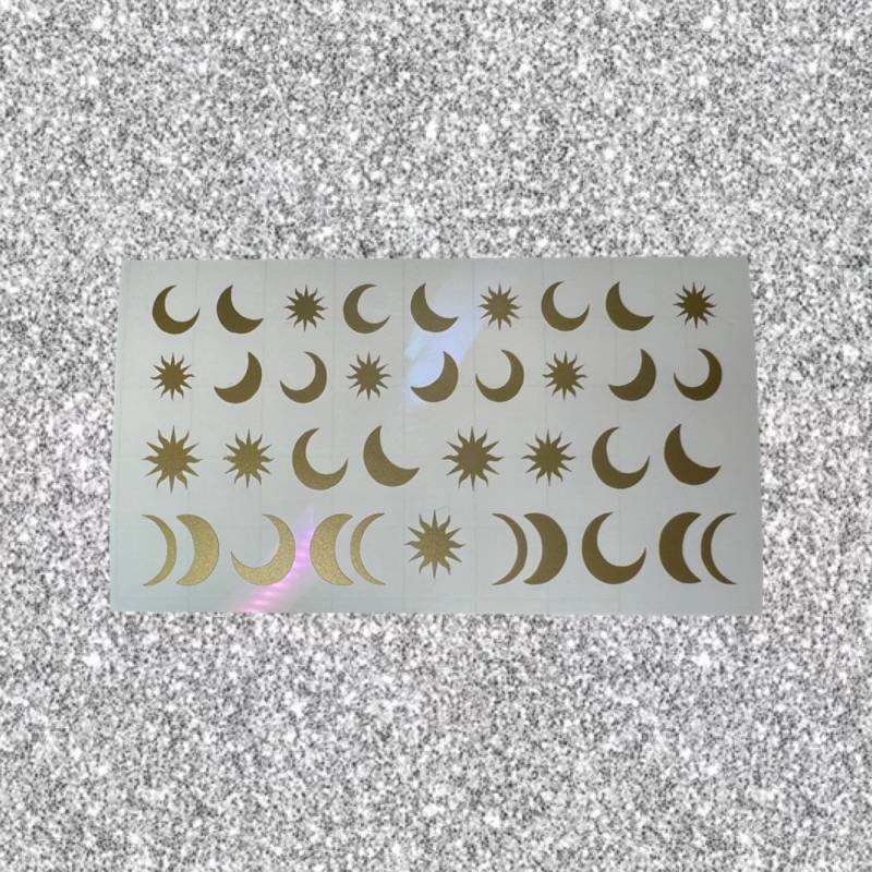 Mond & Sonne/Sparkle Stars Nail Art Sticker Abziehbild von PressOnNailsByJodie