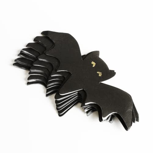 Halloween-Servietten, 20 Stück, schwarze Fledermaus-Servietten mit goldenen Augen, lustiges Halloween-Party-Geschirr, Dekoration, Seidenpapier von Sparkles Partyware