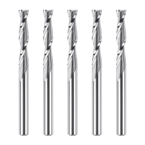 SpeTool 5 Stück Spiralfräser 4mm Schaft Upcut 22mm Schnittlänge Router Bit Fräser für Oberfräse 2 Flöten CNC Fräser Nutfräser VHM Schaftfräser Holzfräser Spiralnutfräser Langlochfräser Holz von SpeTool