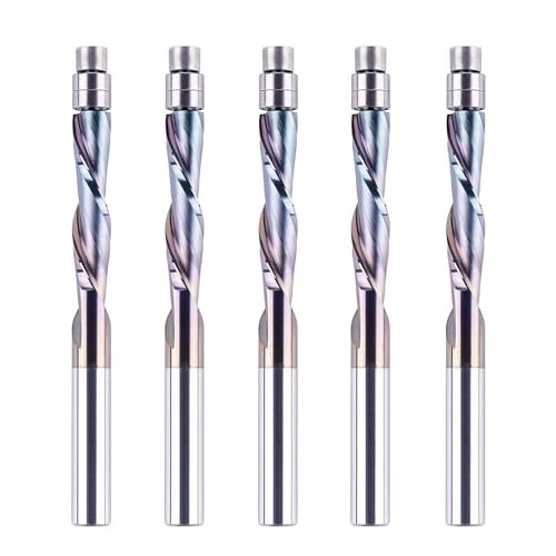 SpeTool 5 x TAC-beschichtete, bündige Frässtifte mit 1/4-Zoll-Schaft, Down-Cut-Muster-Vorlage, bündig geschnittenes Fräser-Bit zum Trimmen von Holzbearbeitung SpeTool 5 x TAC-beschichtete, bündige Frässtifte mit 1/4-Zoll-Schaft, Down-Cut-Muster-Vorlage, bündig geschnittenes Fräser-Bit zum Trimmen von Holzbearbeitung von SpeTool