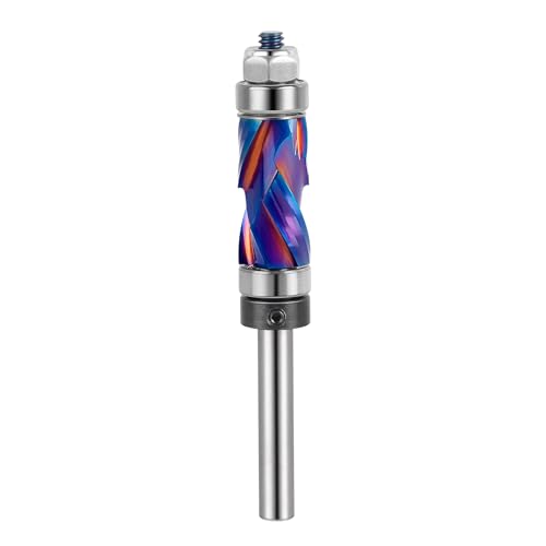 SpeTool Beschichteter Hartmetall-Spiralfräser-Bit, 1/4-Zoll-Schaft, 1,27 cm Schnittdurchmesser, oberes und unteres Lagermusterschablone, bündiger Schnitt, Fräser für Holzbearbeitung SpeTool Beschichteter Hartmetall-Spiralfräser-Bit, 1/4-Zoll-Schaft, 1,27 cm Schnittdurchmesser, oberes und unteres Lagermusterschablone, bündiger Schnitt, Fräser für Holzbearbeitung von SpeTool