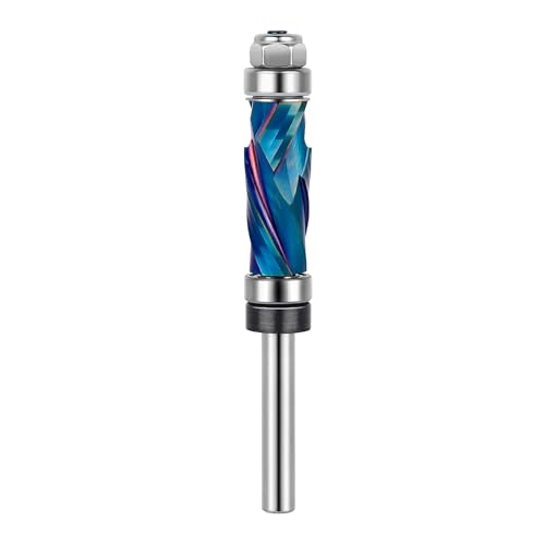 SpeTool Beschichteter extra langer Doppellager-Spiral-Bündigfräser-Bit, 1/4-Zoll-Schaft, 1/2-Zoll-Schnittdurchmesser, Vollhartmetall-Muster, Bündigfräser für Holzbearbeitung SpeTool Beschichteter extra langer Doppellager-Spiral-Bündigfräser-Bit, 1/4-Zoll-Schaft, 1/2-Zoll-Schnittdurchmesser, Vollhartmetall-Muster, Bündigfräser für Holzbearbeitung von SpeTool