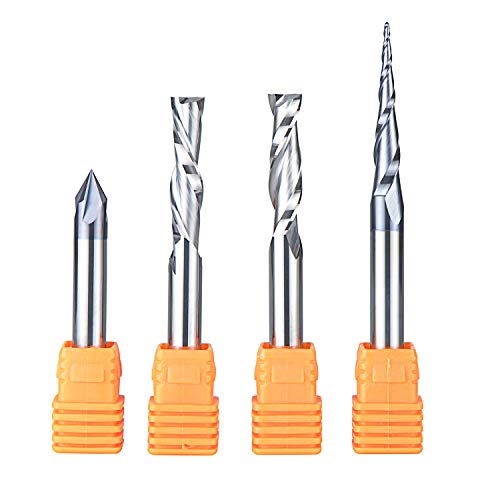 SpeTool Carving Set Router Bits for Wood Engraving V Groove Profile 1/4 Inch Shank Solid Carbide von SpeTool