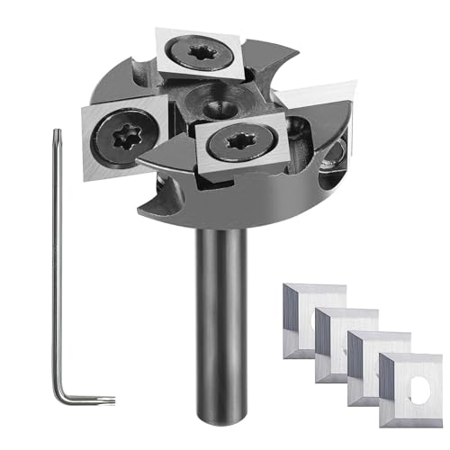 SpeTool Fräser-Bit, 1/4-Zoll-Schaft, 3,8 cm Schnittdurchmesser, Spoilboard-Oberfräse, 2 + 2 Einsätze, Fräser, Hobelfräser, Flycutter Leveler Slab Flattening Router Bit, 4 zusätzliche von SpeTool