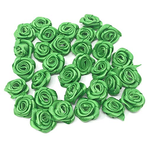 Grüne Mini-Satinband-Rosen, 15 mm, 10 Stück von Special Touches