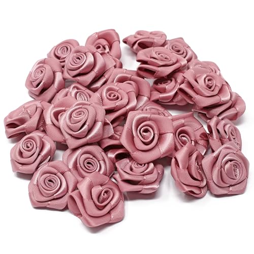 Rosenblüten aus Satinband, 25 mm, Rosa, 25 Stück von Special Touches